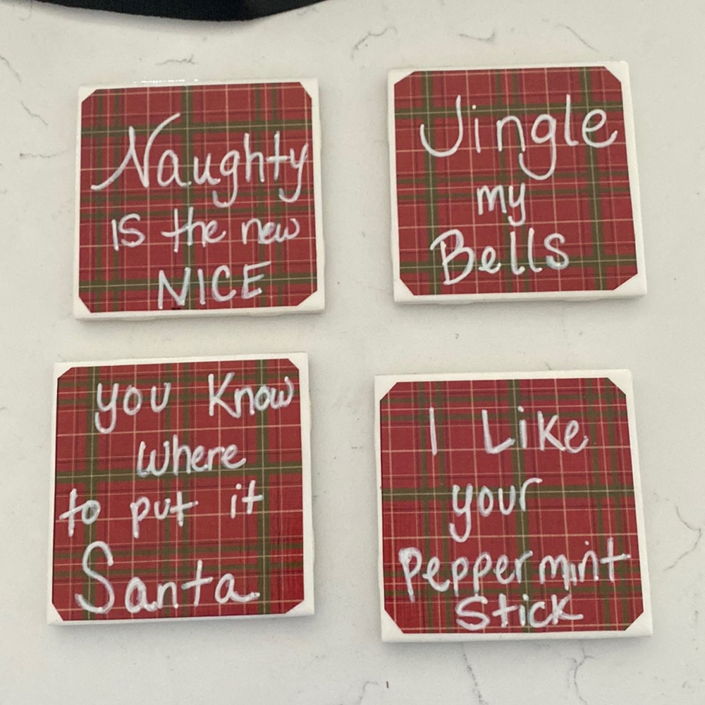 Jingle my bells Christmas coasters
(Hand made)